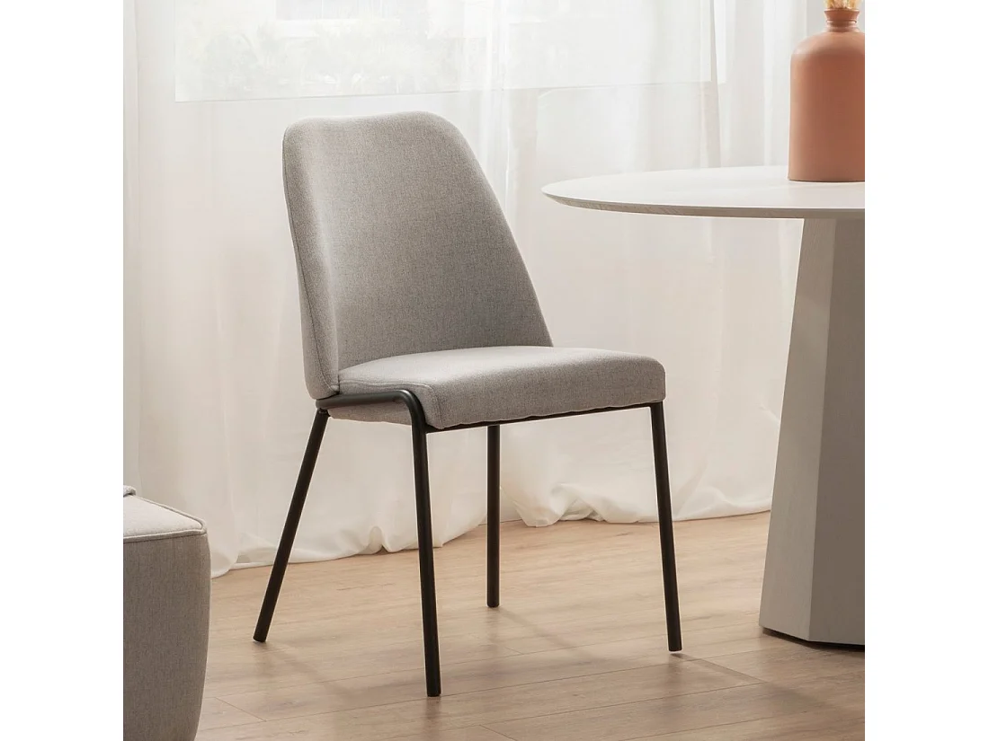 Chaise de salle à manger en tissu gris 50x88 cm-Deli