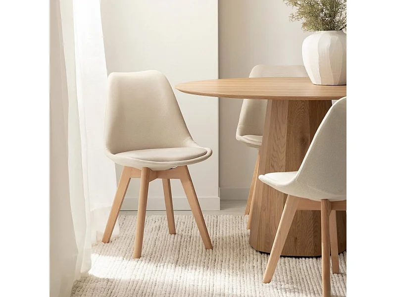 Chaise de salle à manger en tissu beige 49x82 cm-Kler