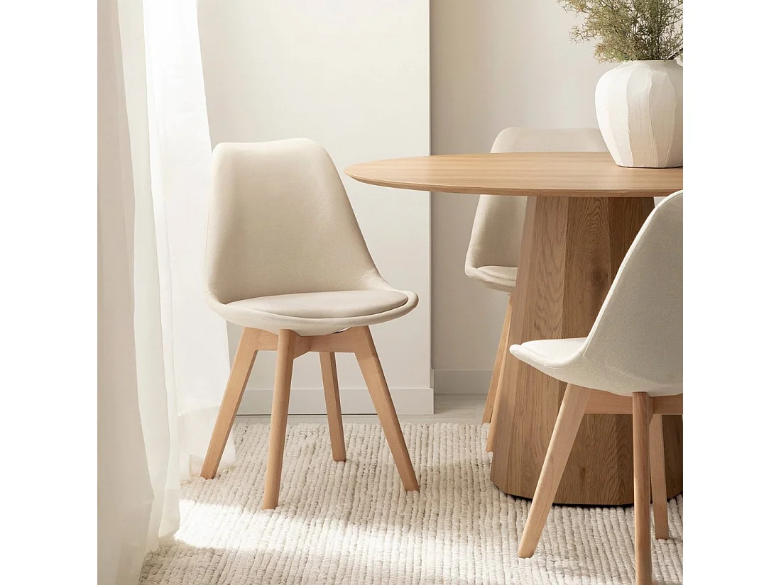 Chaise de salle à manger en tissu beige 49x82 cm-Kler