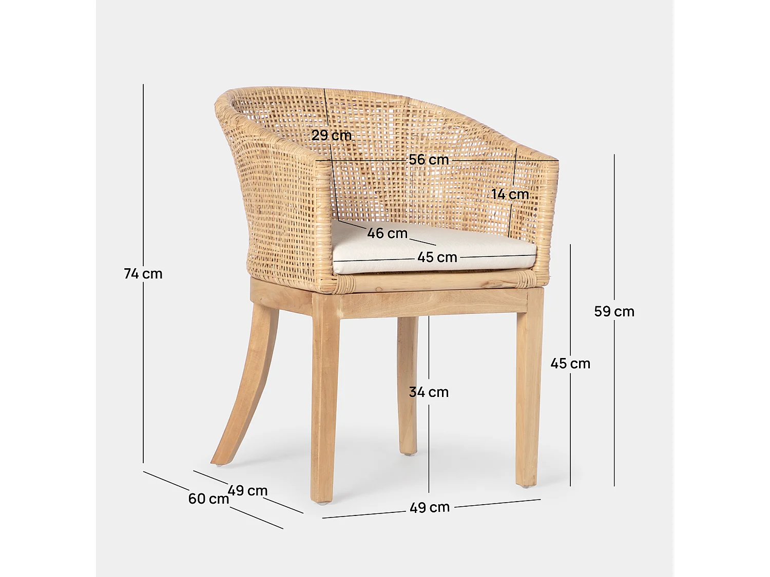 Silla de comedor de Fibra natural Natural 74 x 56- Alen