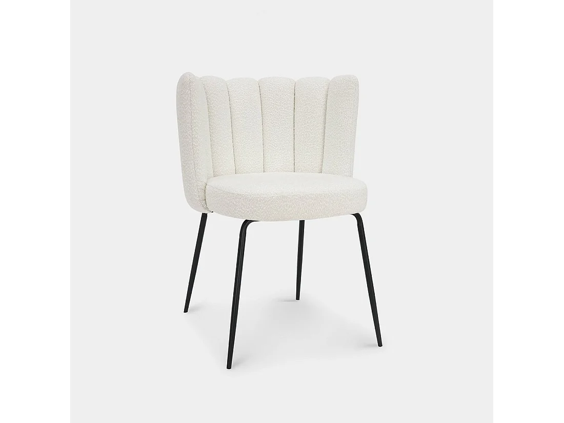 Chaise de salle à manger en bouclé blanc 61x78 cm-Enis