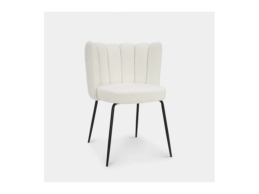 Chaise de salle à manger en bouclé blanc 61x78 cm-Enis