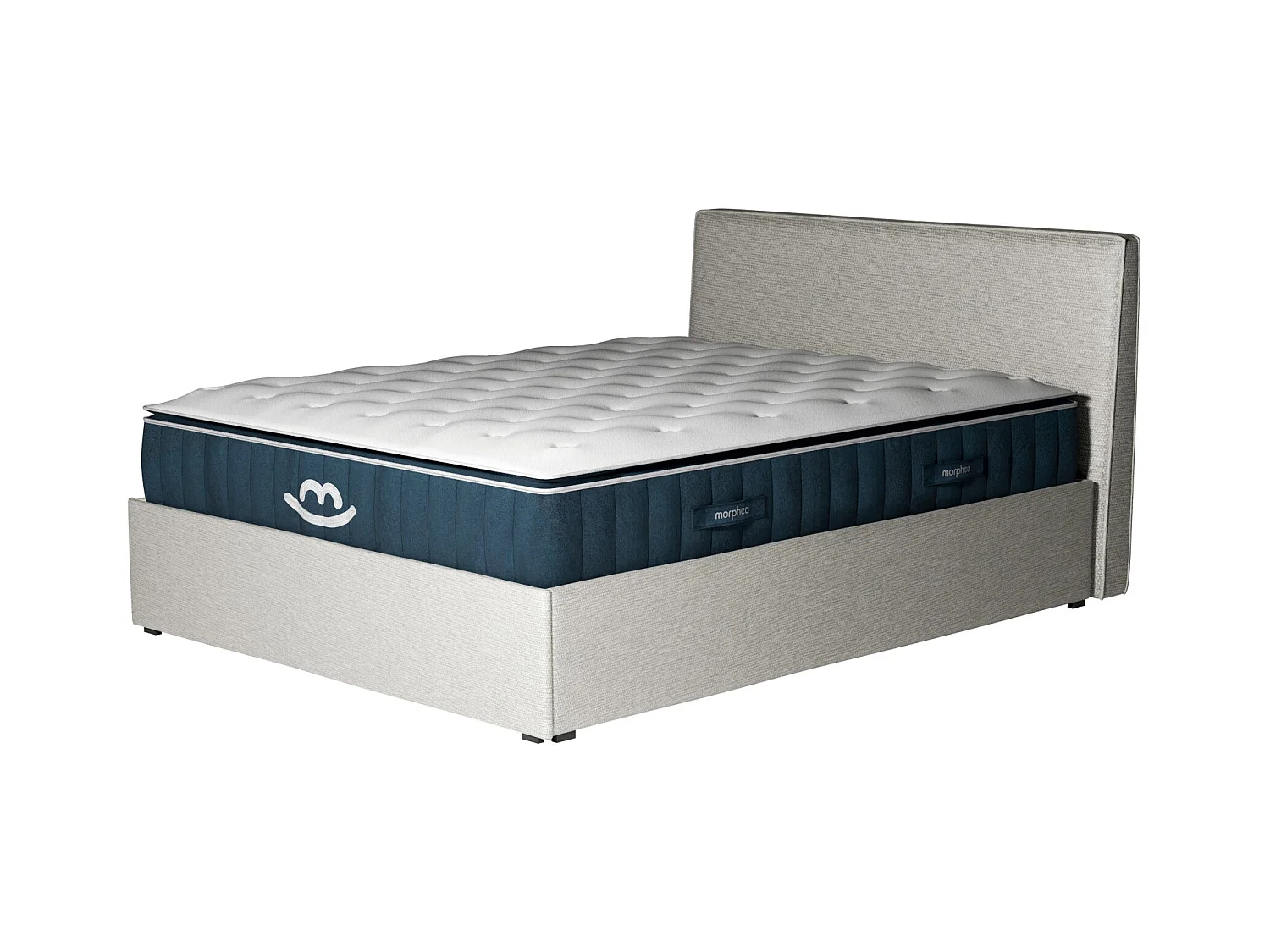 Pack lit coffre et matelas hybride 140x190 épais 30cm