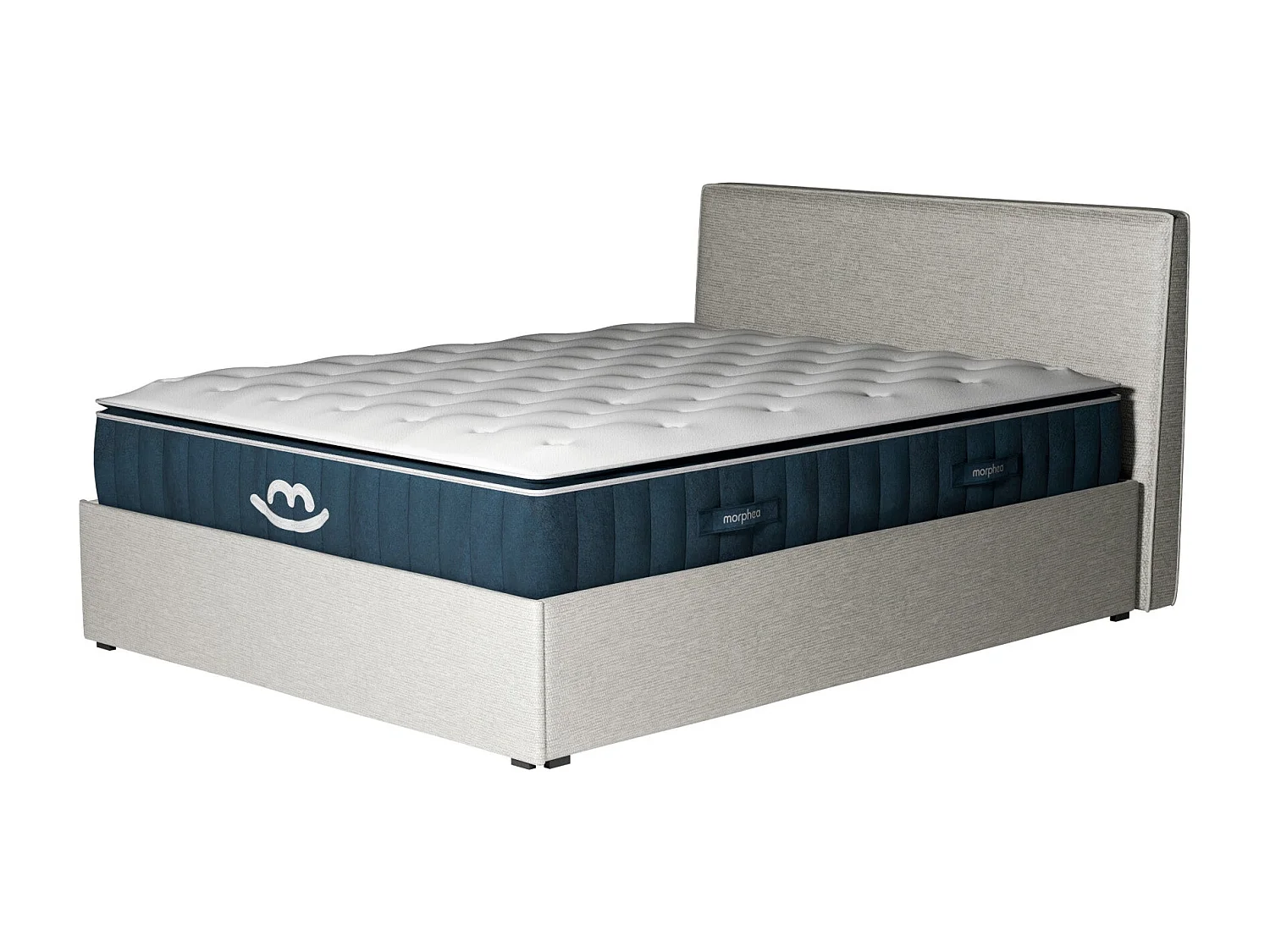 Pack lit coffre et matelas hybride 140x190 épais 30cm