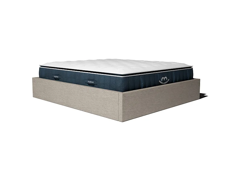 Pack lit coffre et matelas hybride 140x190 épais 30cm