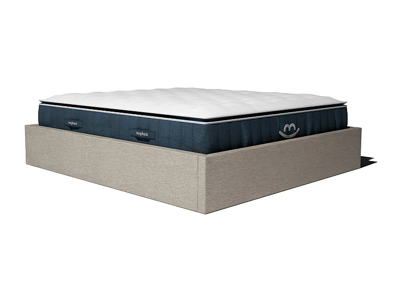 Pack lit coffre et matelas hybride 140x190 épais 30cm