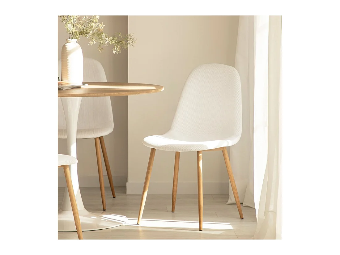 Chaise de salle à manger en rembourrage en microvelours blanco roto 44x84 cm-Elia