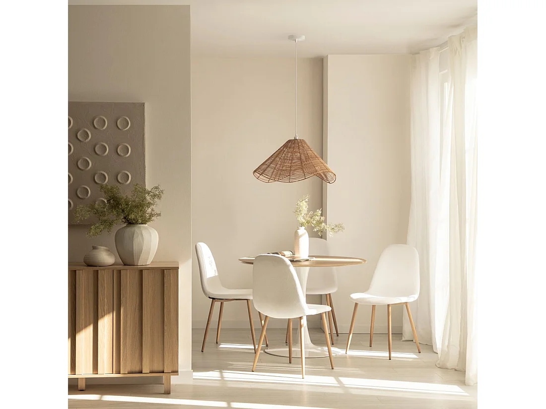 Chaise de salle à manger en rembourrage en microvelours blanc ivoire 44x84 cm-Elia