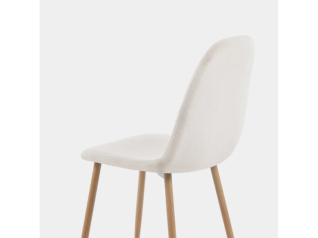 Chaise de salle à manger en rembourrage en microvelours blanc ivoire 44x84 cm-Elia