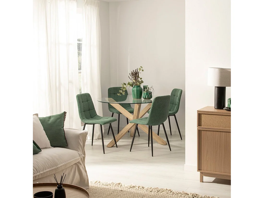 Chaise de salle à manger en tissu vert foncé 45x86 cm-Ailan