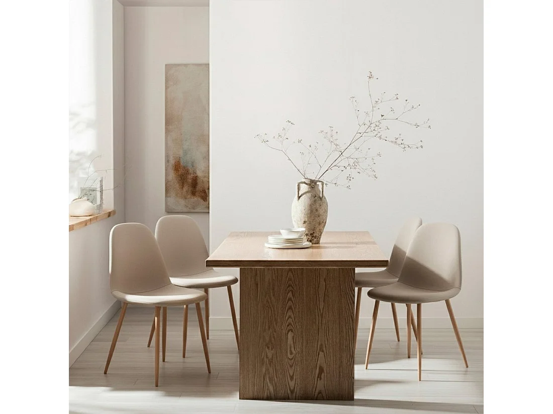 Silla de comedor de Polipiel Beige 84 x 44- Elia