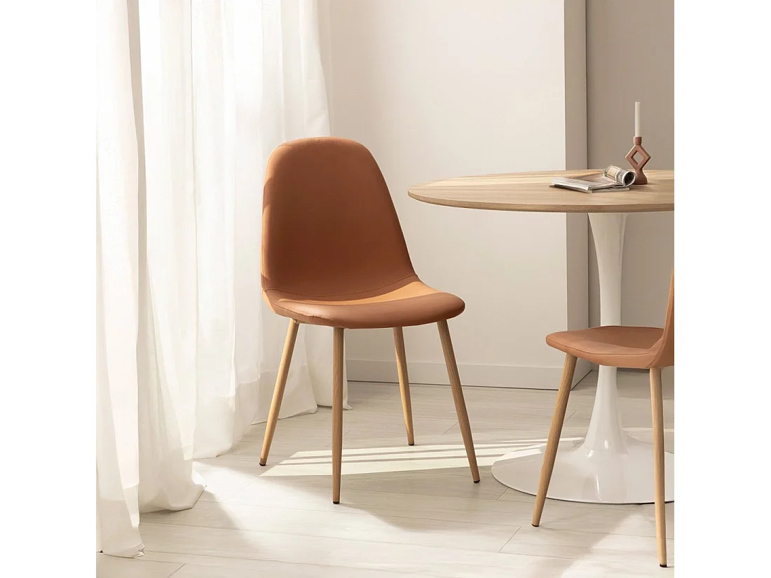 Silla de comedor de Polipiel Terracota 84 x 44- Elia