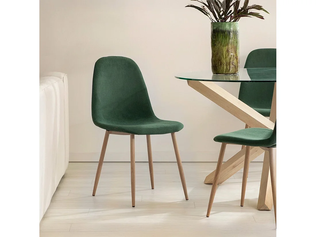 Chaise de salle à manger en rembourrage en microvelours vert foncé 44x84 cm-Elia