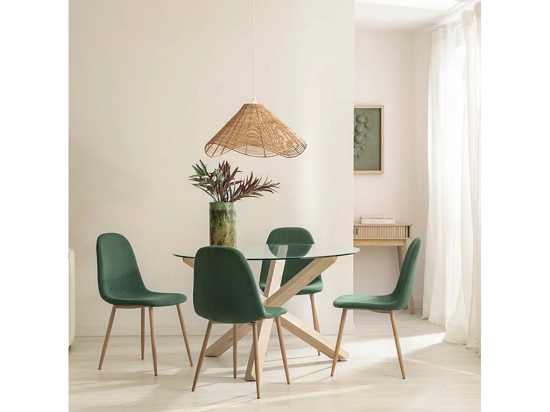 Chaise de salle à manger en rembourrage en microvelours vert foncé 44x84 cm-Elia