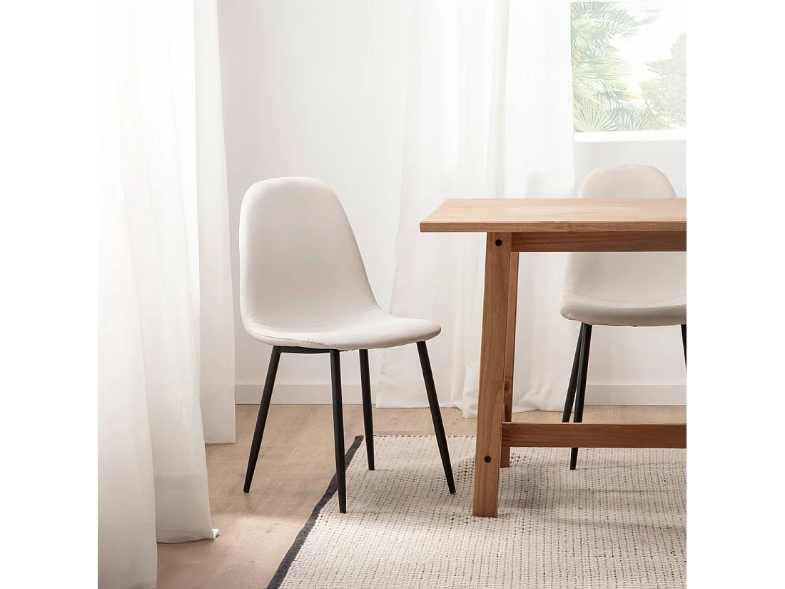 Chaise de salle à manger en similicuir beige 44x84 cm-Elia