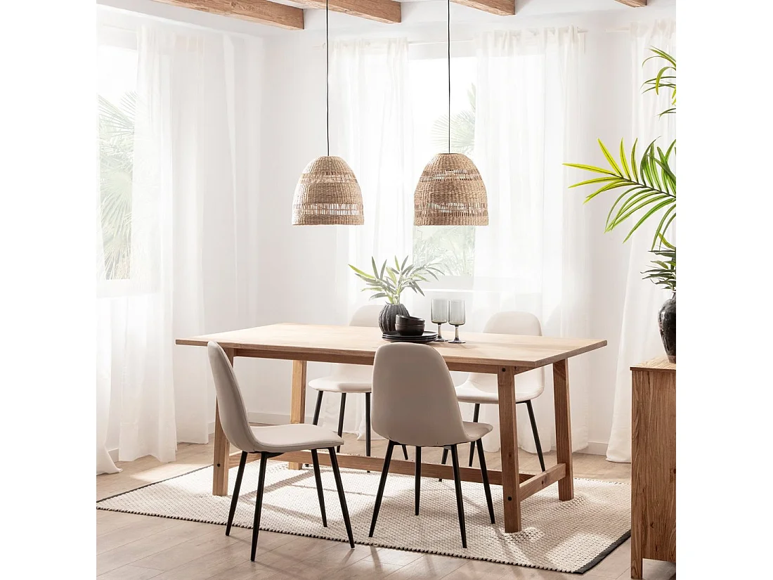 Chaise de salle à manger en similicuir beige 44x84 cm-Elia