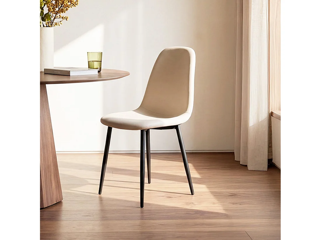 Chaise de salle à manger en similicuir beige 44x84 cm-Elia