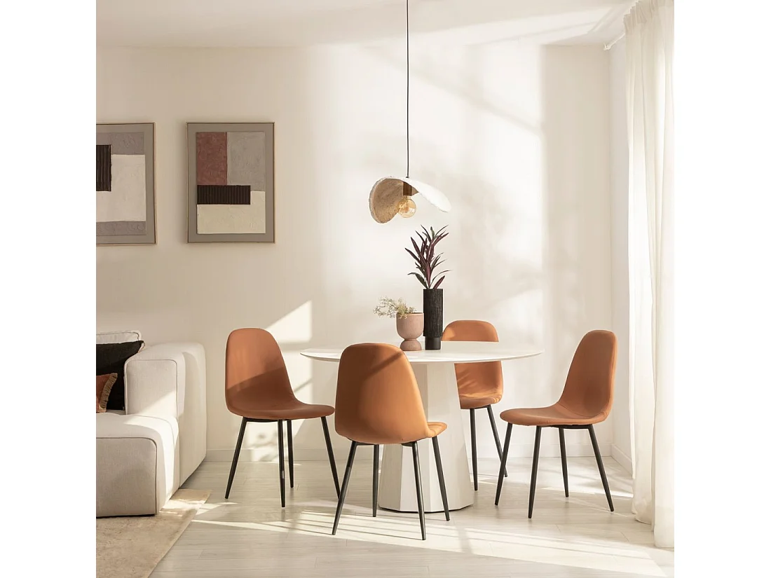 Chaise de salle à manger en similicuir terracotta 44x84 cm-Elia