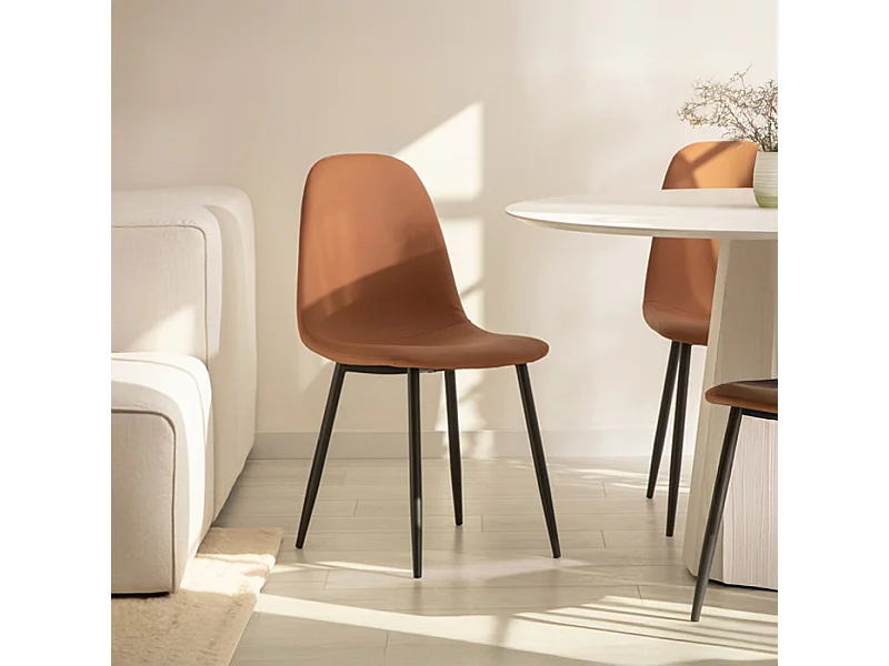 Chaise de salle à manger en similicuir terracotta 44x84 cm-Elia