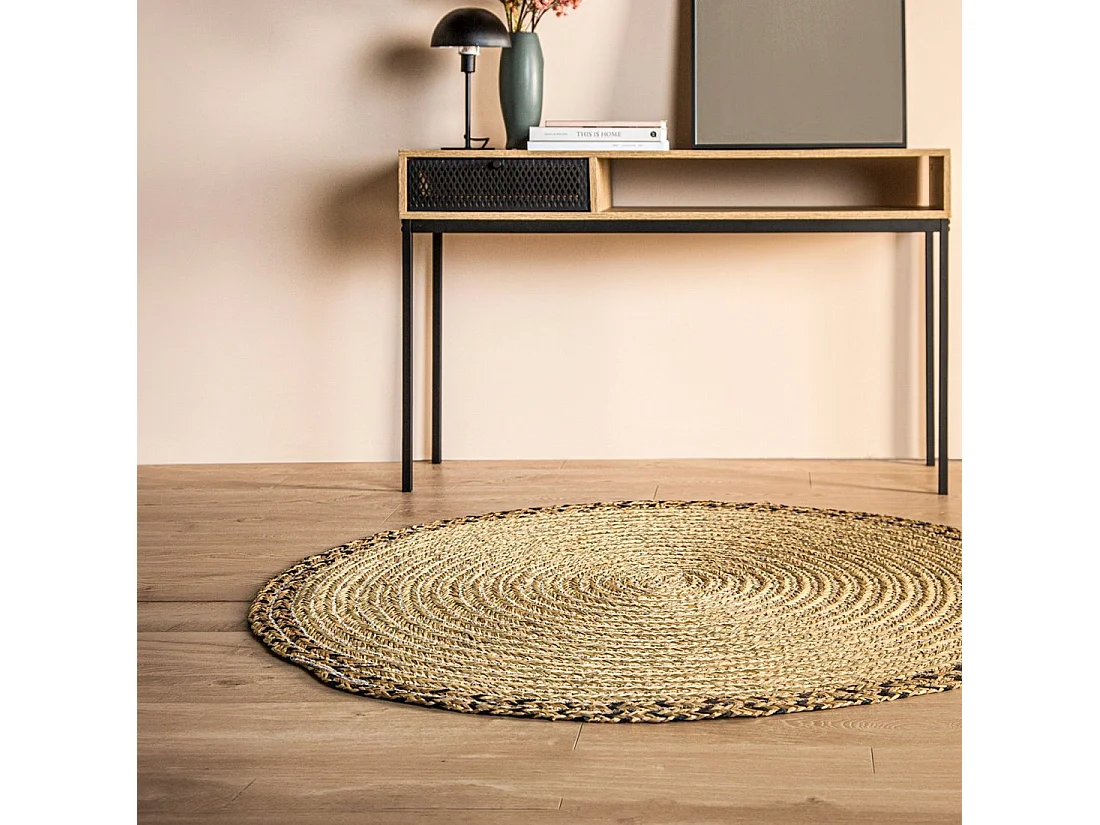 Tapis en rotin naturel 140x0 cm-Less