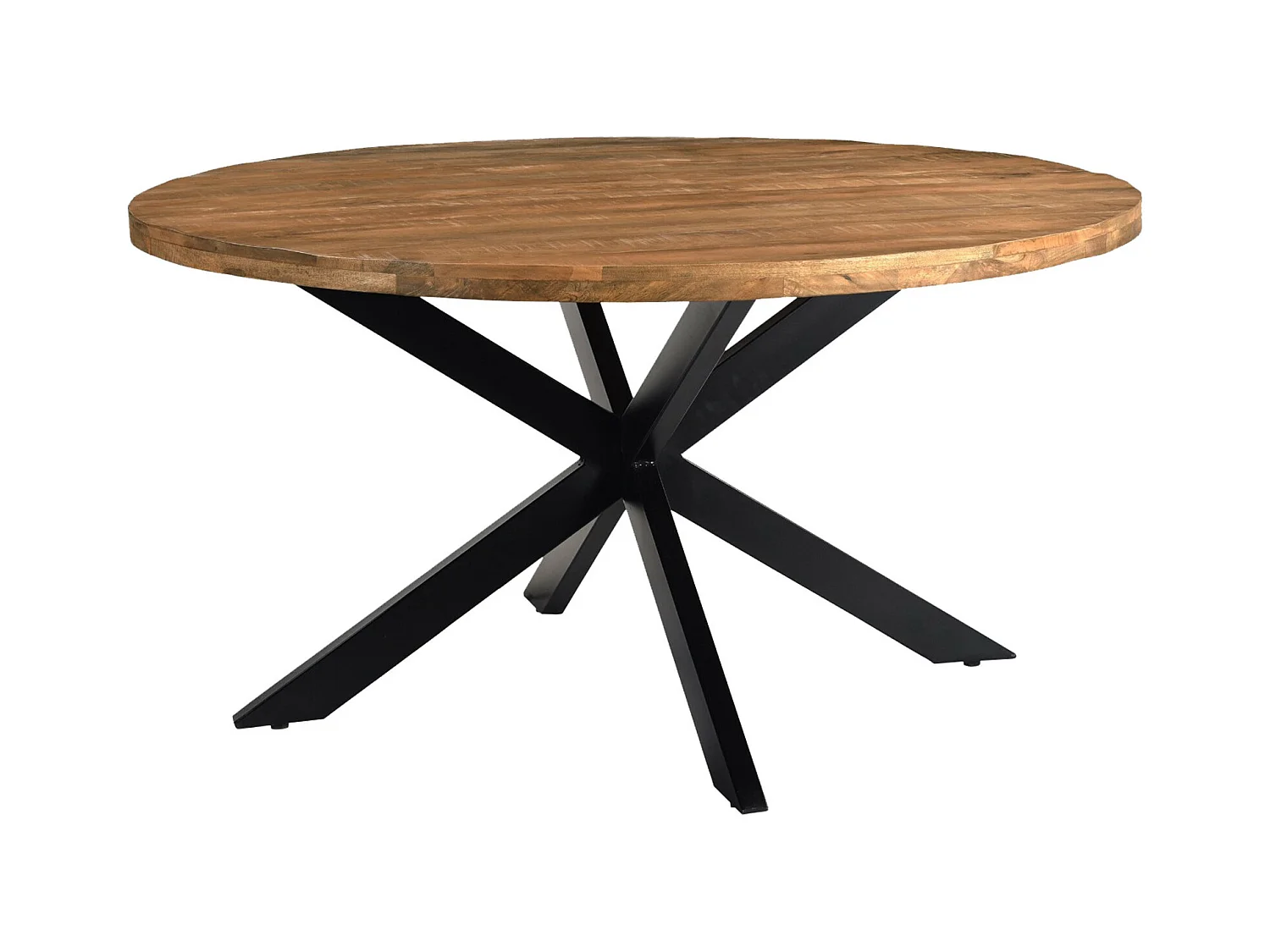 BARI-Mesa de comedor redonda para 6 personas D.150 mango y metal negro