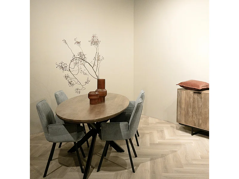 MACY-Table à manger ovale 10 personnes 240 cm en bois massif