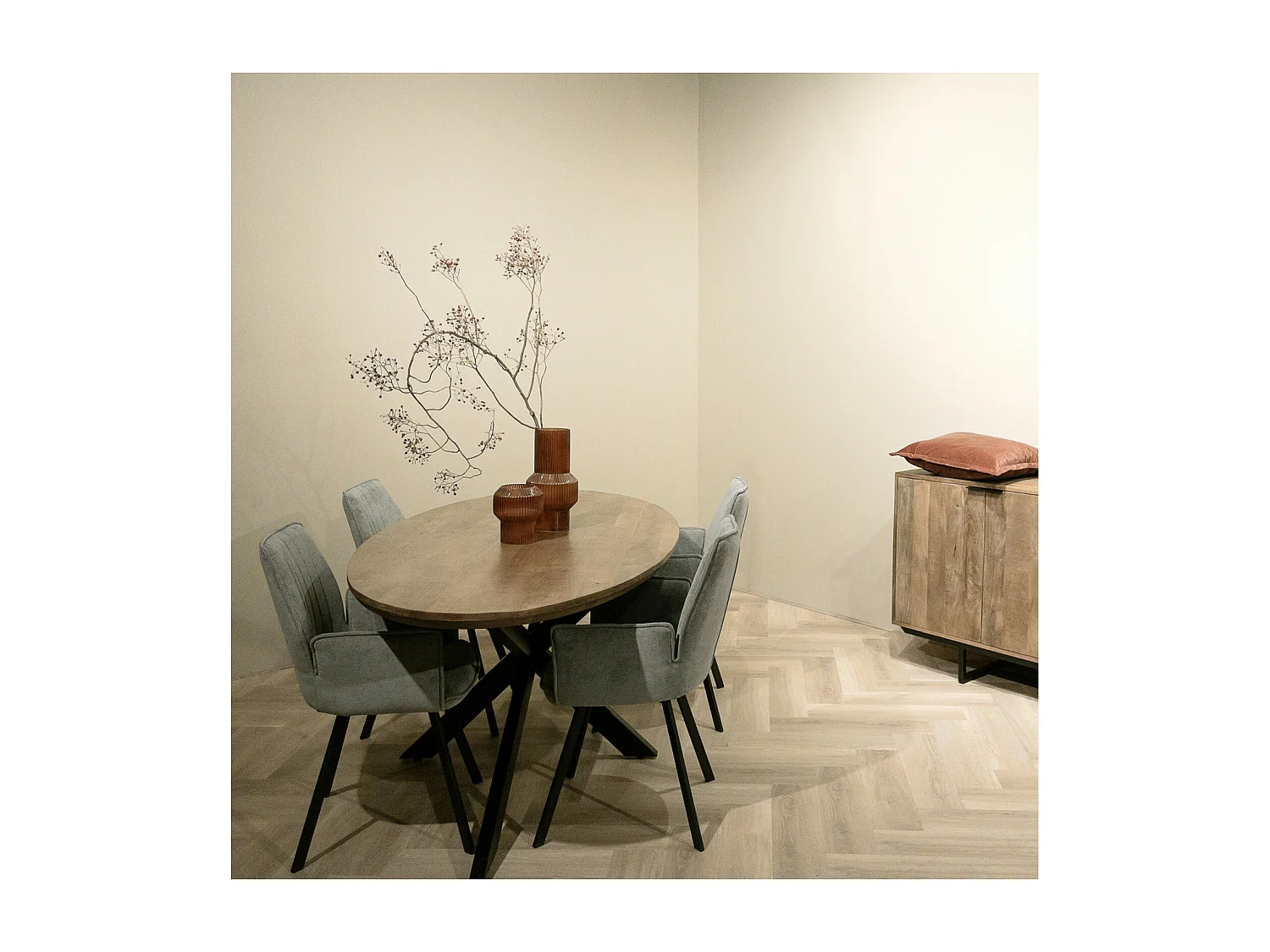 MACY-Table à manger ovale 6/8 personnes 180 cm en bois massif