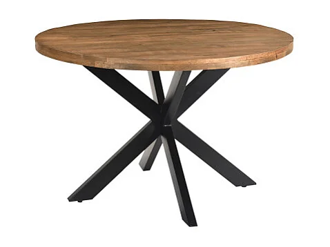 BARI-Table à manger Ronde 4 personnes D120 cm en bois massif