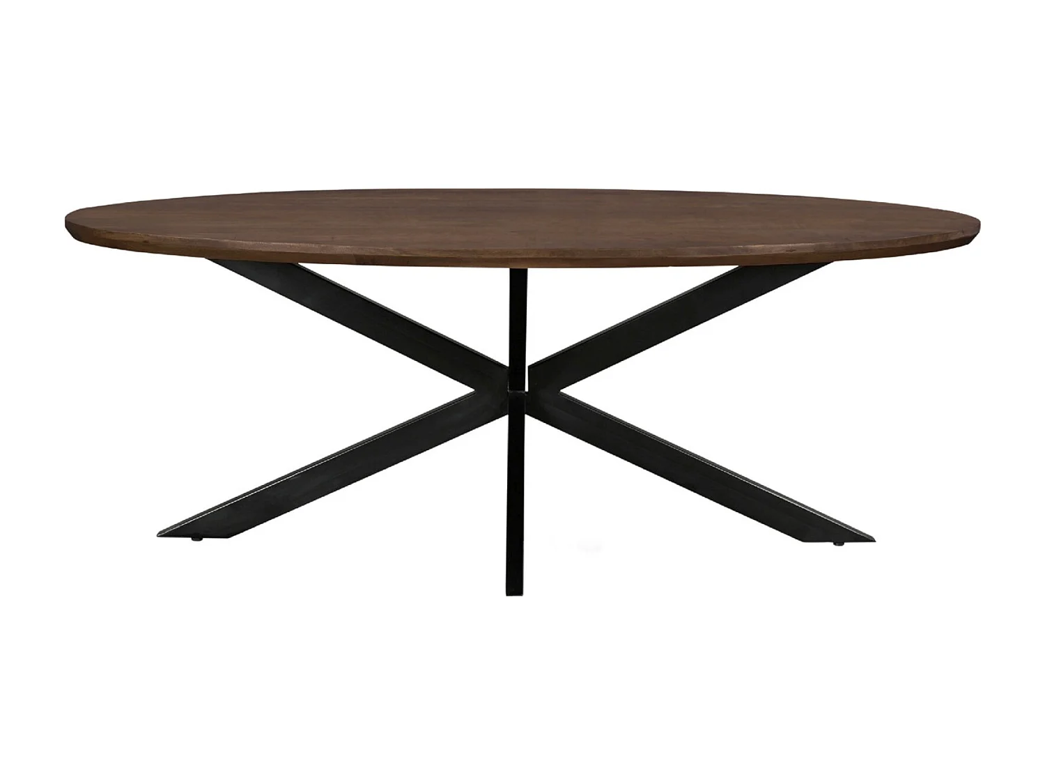 MACY-Table à manger ovale 10 personnes 240 cm en bois massif brun