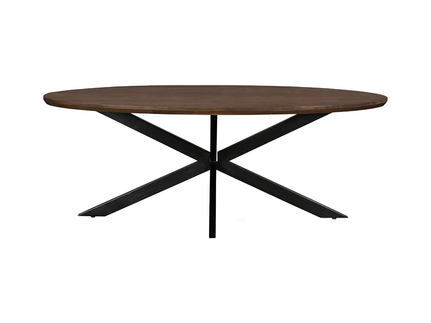 MACY-Mesa de comedor ovalada para 8/10 personas L.240 cm, Mango nogal