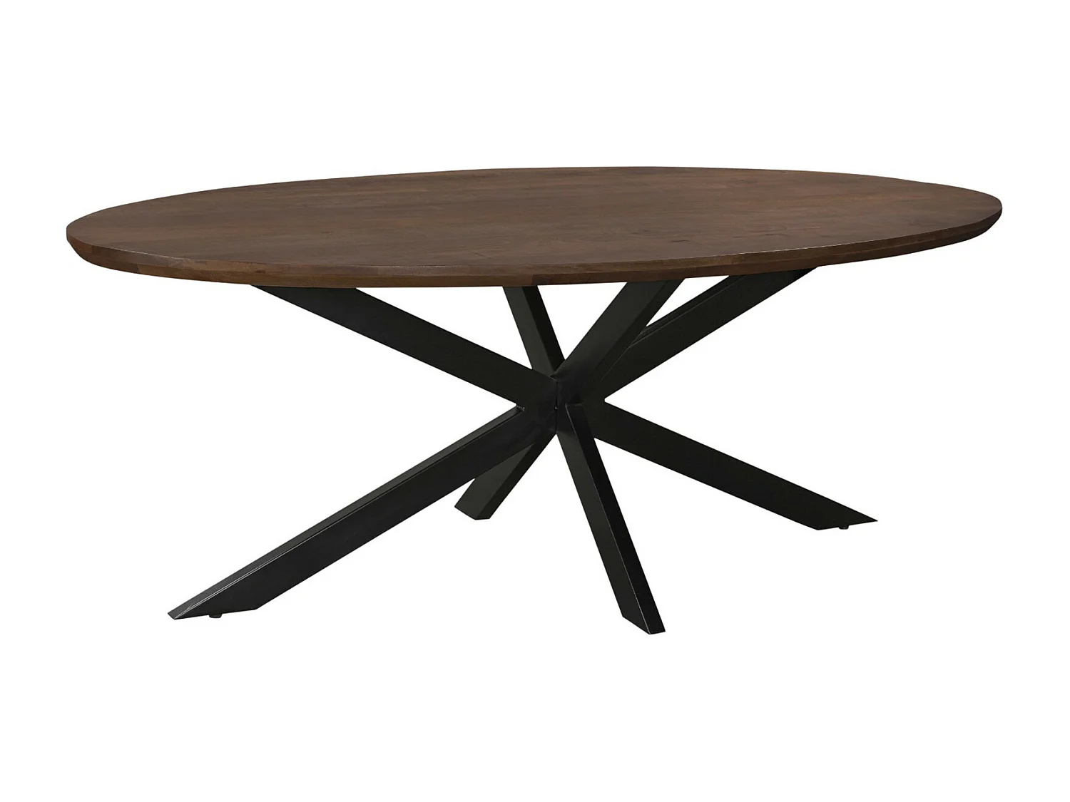 MACY-Table à manger ovale 10 personnes 240 cm en bois massif brun