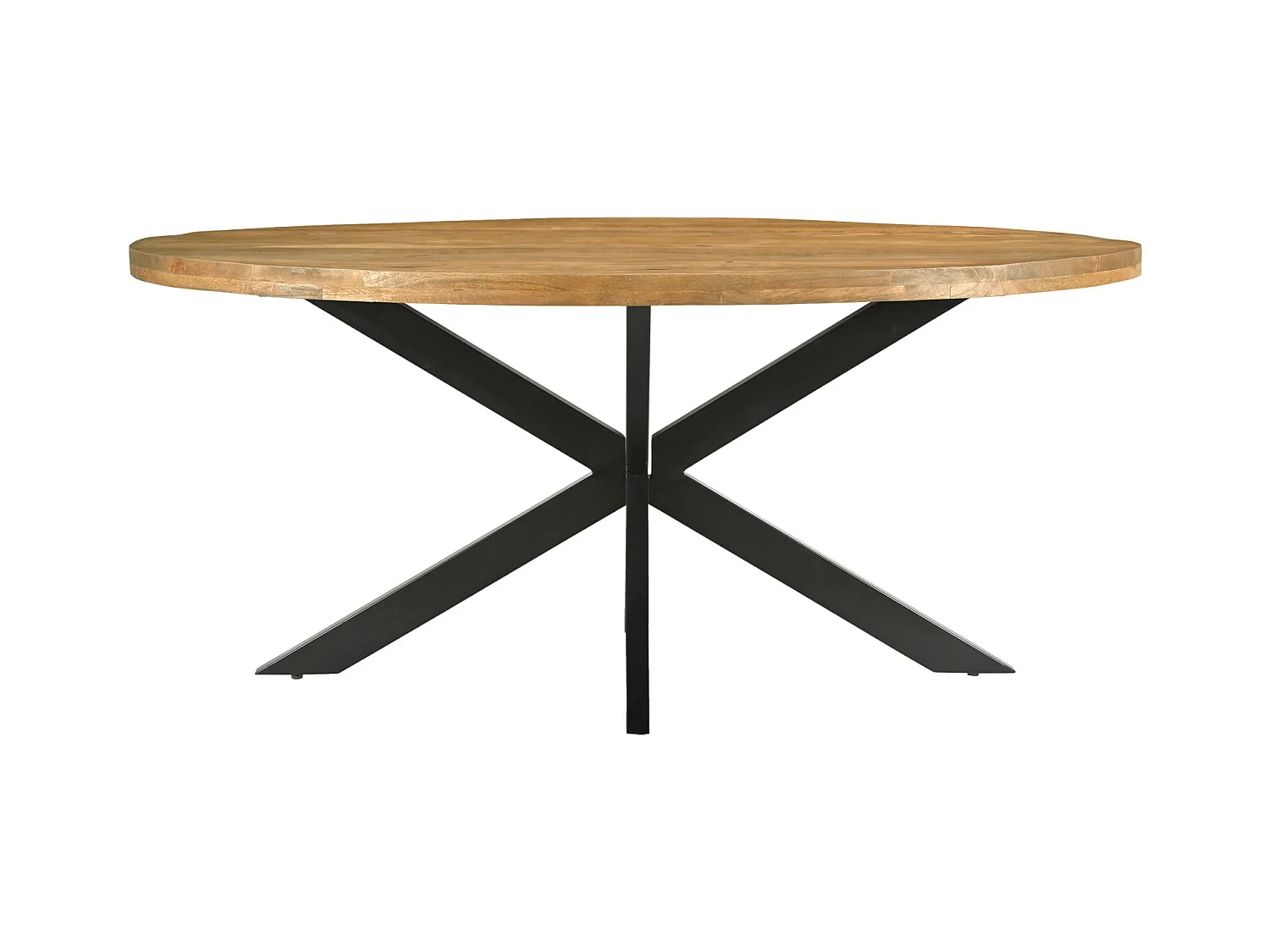 BARI-Mesa de comedor ovalada 8/10 p L.210 cm, madera de mango y metal negro