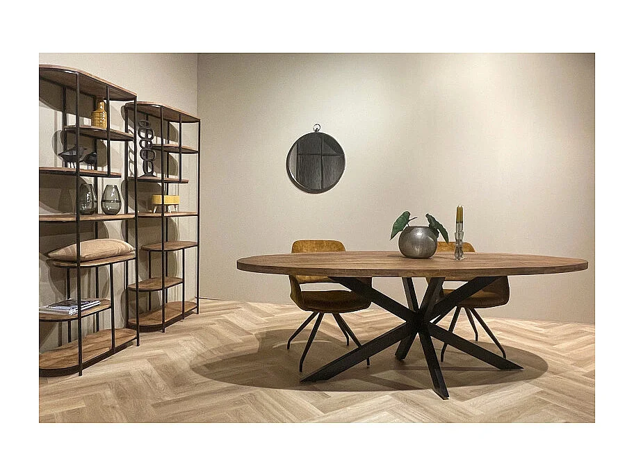 BARI-Table à manger Ovale 8/10 personnes 210 cm en bois massif