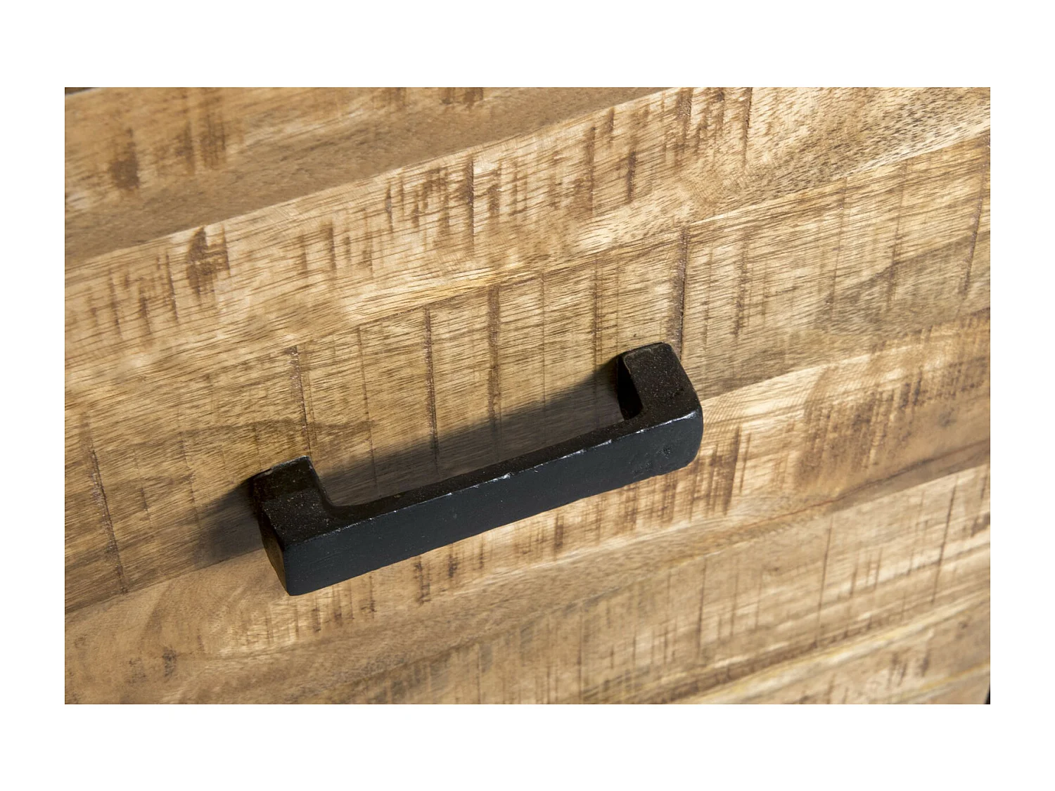 DACCA-Buffet 210 cm en bois massif et métal noir