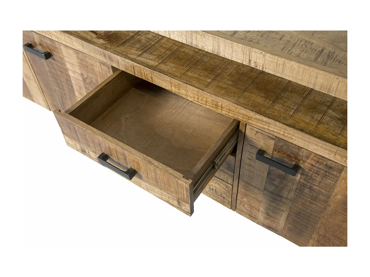 DACCA-Buffet 210 cm en bois massif et métal noir