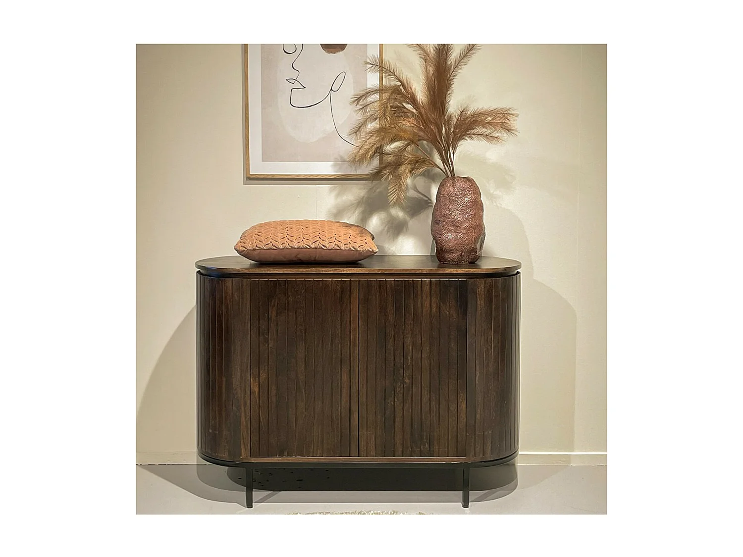 MENTON-Buffet 115 cm en bois massif brun