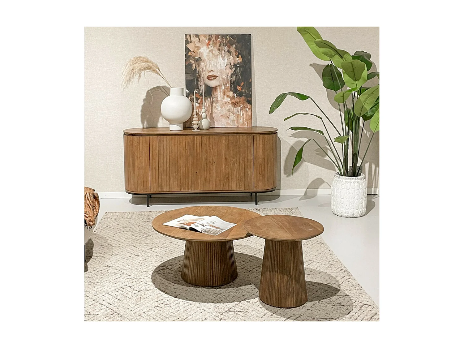 MENTON-Aparador de madera maciza de 180 cm