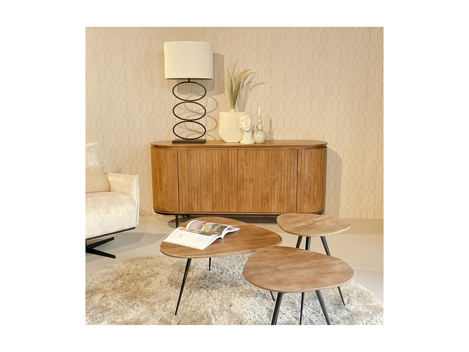 MENTON-Aparador de madera maciza de 180 cm