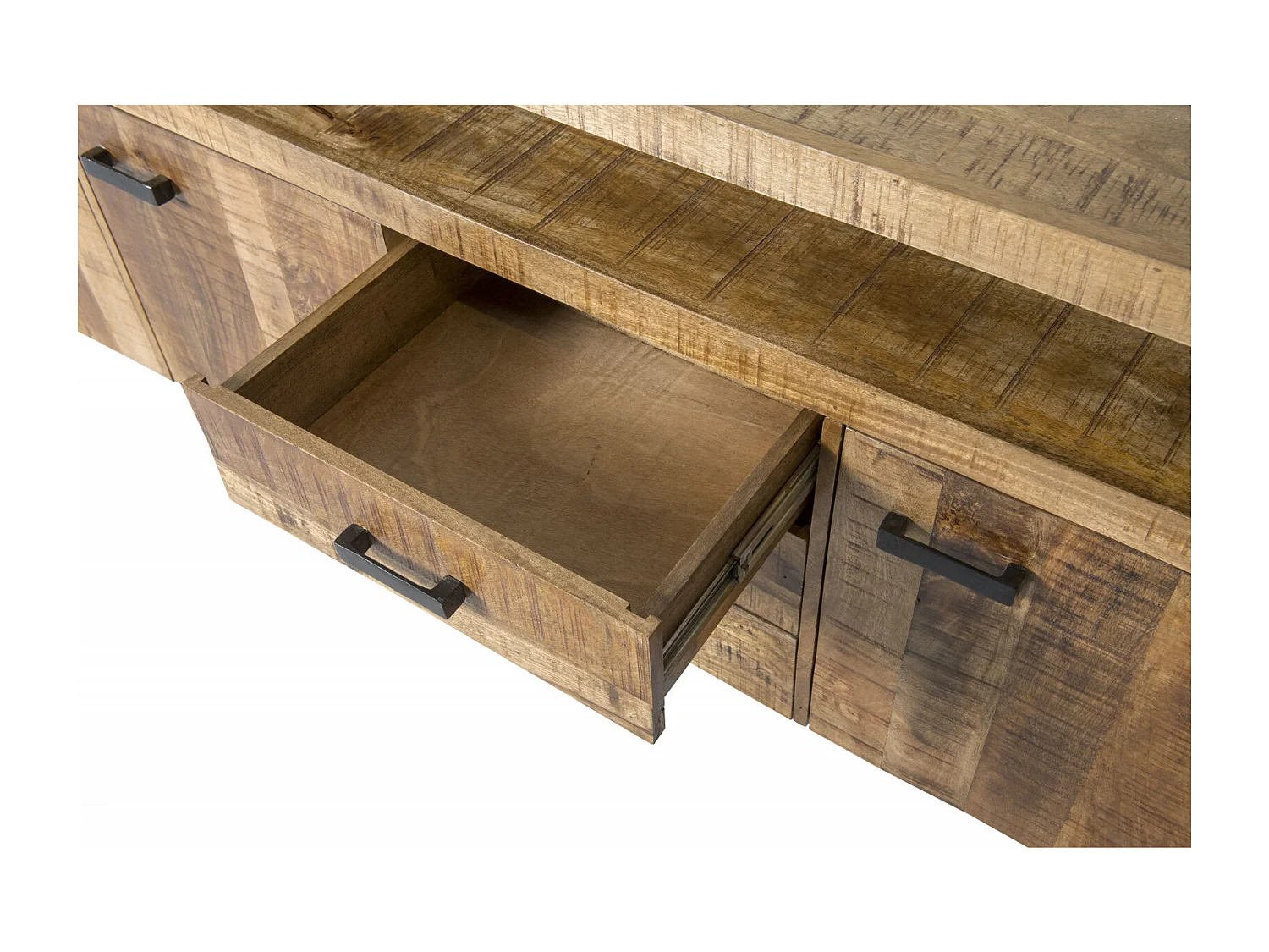 DACCA-Aparador de 180 cm en madera maciza y metal negro