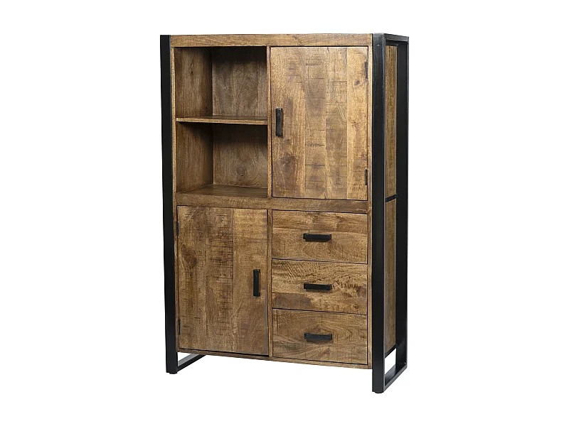 DACCA-Buffet haut en bois massif et métal