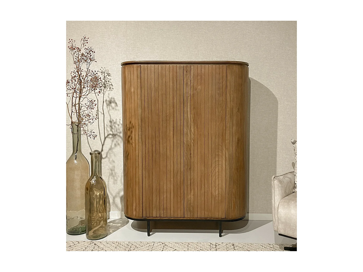 MENTON-Buffet Haut 115 cm en bois massif