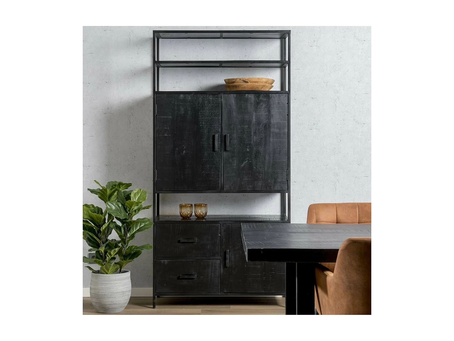 UZES-Librería de madera maciza y metal