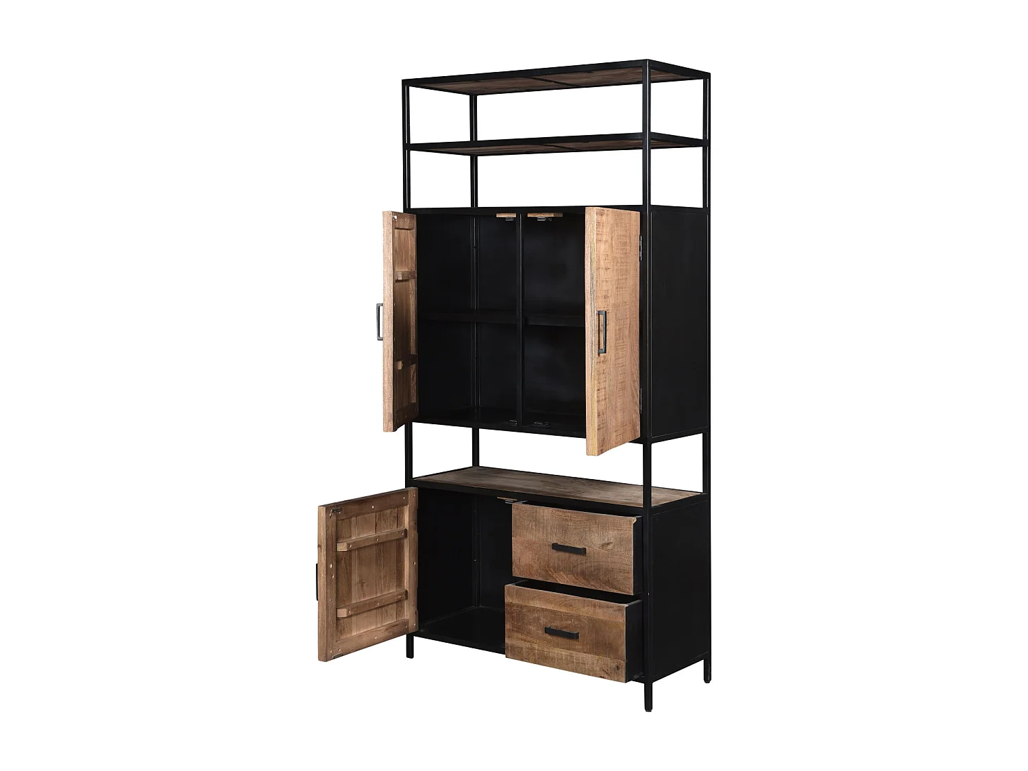 ANGLET-Librería de madera maciza y metal de 100 cm