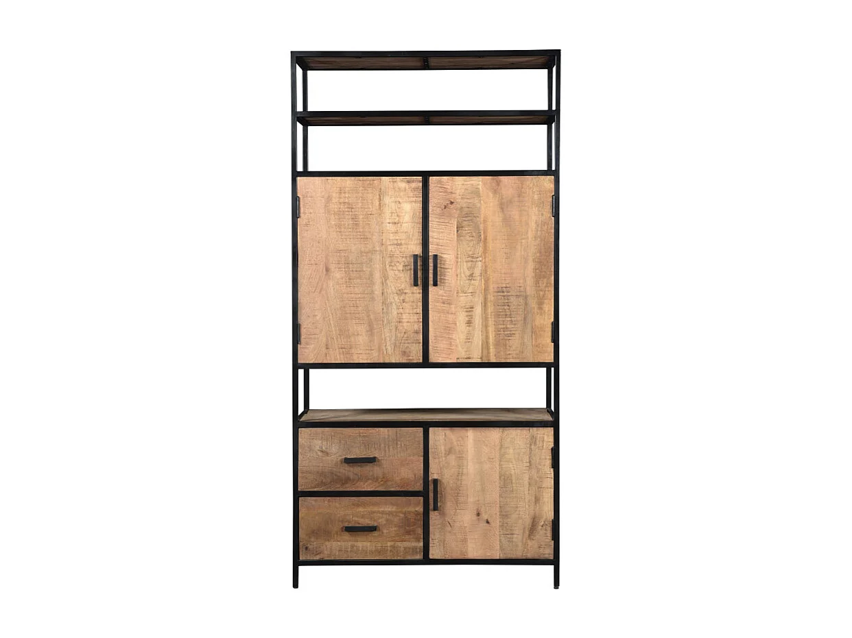 ANGLET-Librería de madera maciza y metal de 100 cm