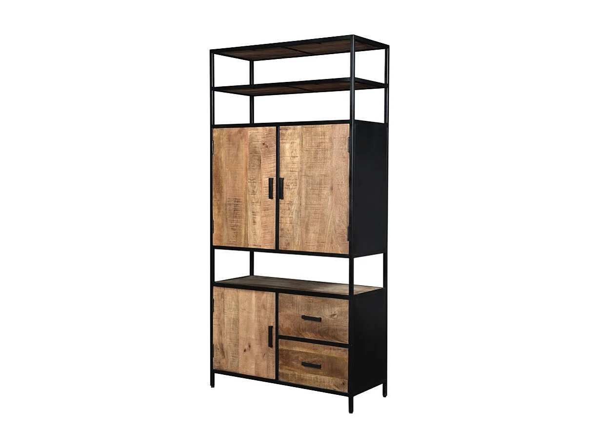ANGLET-Librería de madera maciza y metal de 100 cm