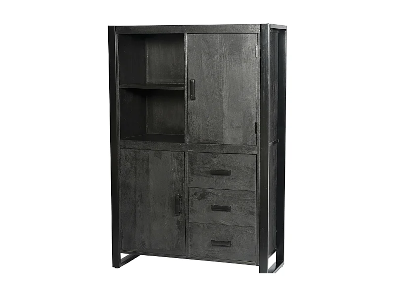 LUZ-Aparador alto de madera maciza y metal