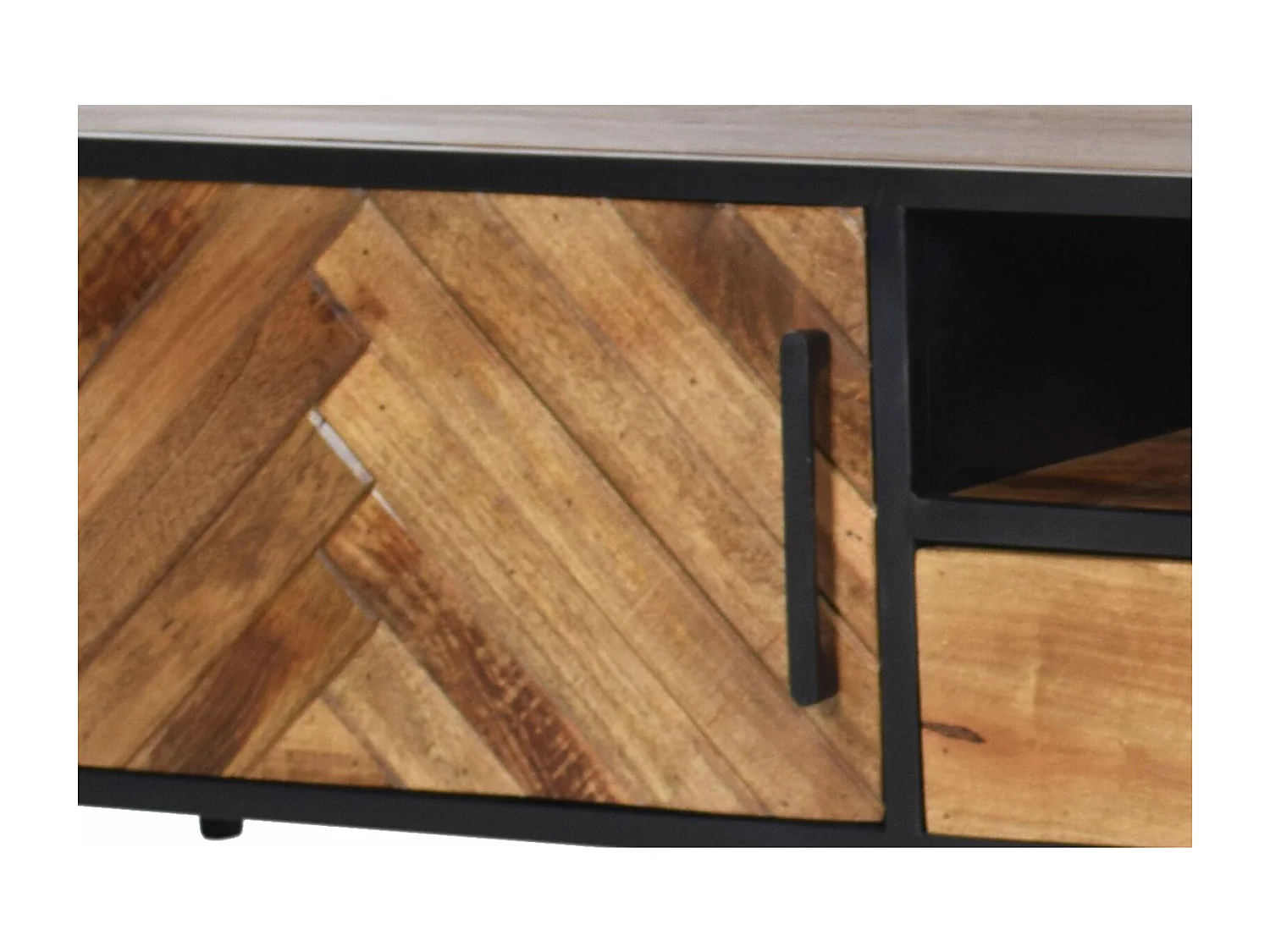 MADRAS-Meuble TV 200 cm en bois massif et métal