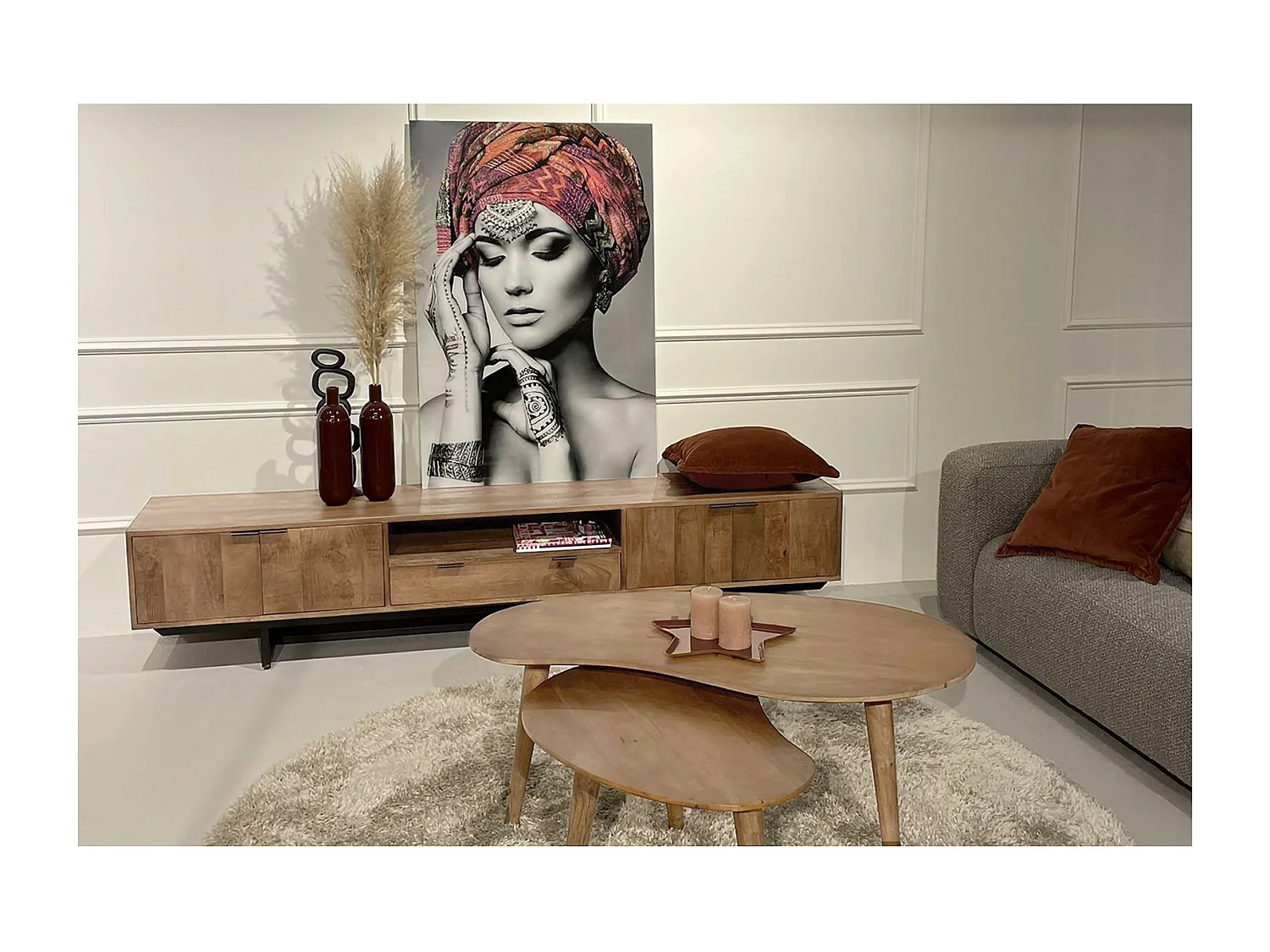 BILBAO-Meuble TV 220 cm bois massif