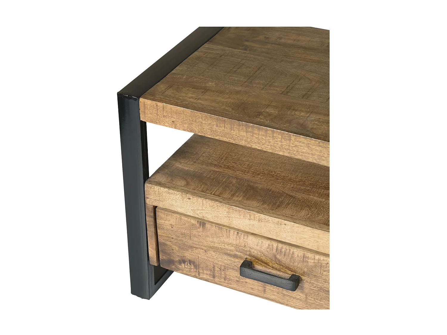 DACCA-Mueble de TV de 120 cm en madera maciza y metal