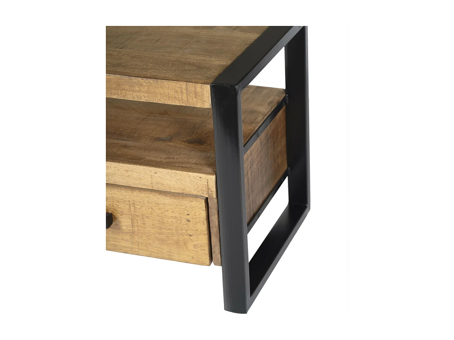 DACCA-Mueble de TV de 120 cm en madera maciza y metal